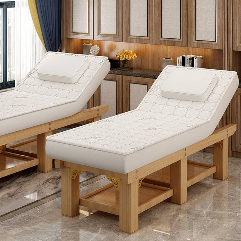 Facial Bed with Timber Rectangle Trestle Base and Protective Feet