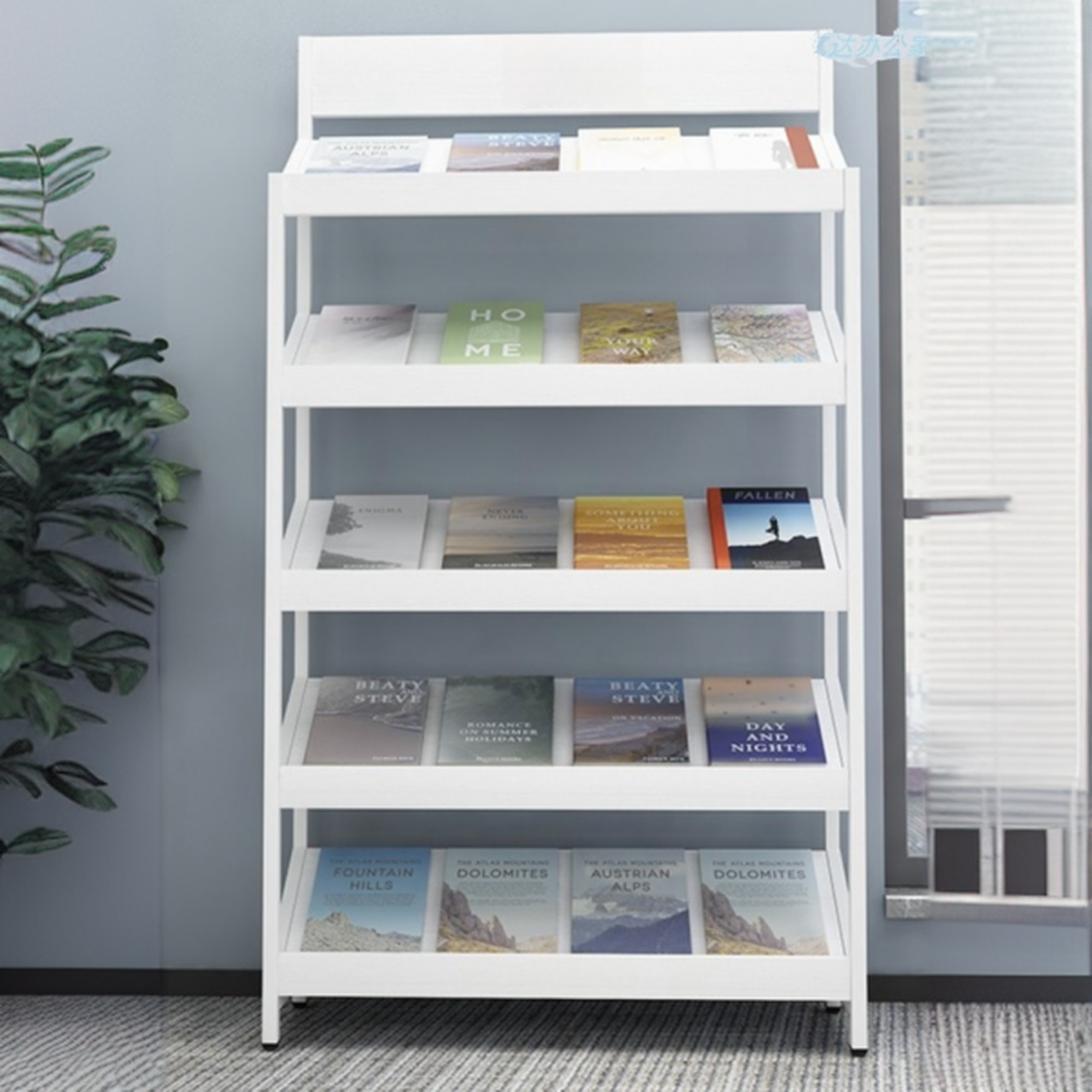 Chalk/Unfinished Colour Modern Magazine Organizer in Manufactured Wood with Shelves, Freestanding, 15 in & Above Length, 10 in & Above Height