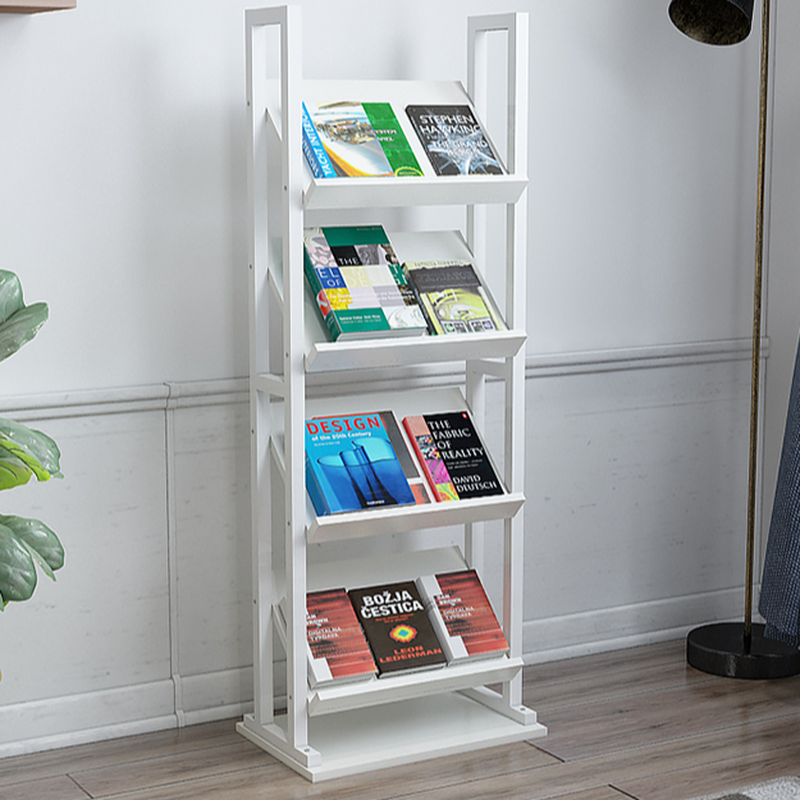 Modern Chalk/Cocoa/Unfinished Colour Magazine Organizer in Manufactured Wood with Shelves, Freestanding, 15 in & Above Length, 10 in & Above Height