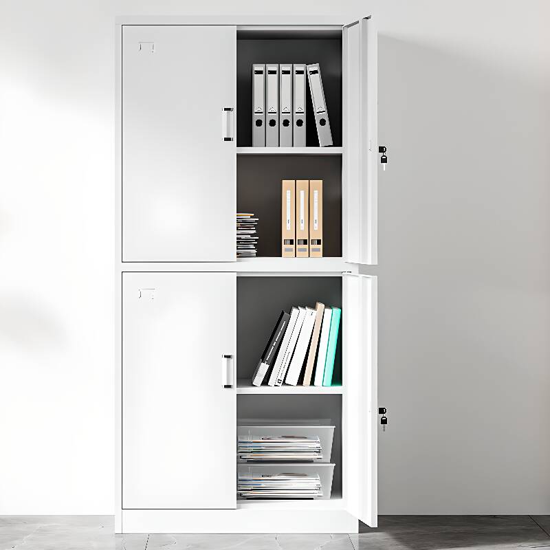 White Steel Office Storage Furniture with Corrosion Resistant Locker, Variable Shelf, and Locking Door, 1-Wide