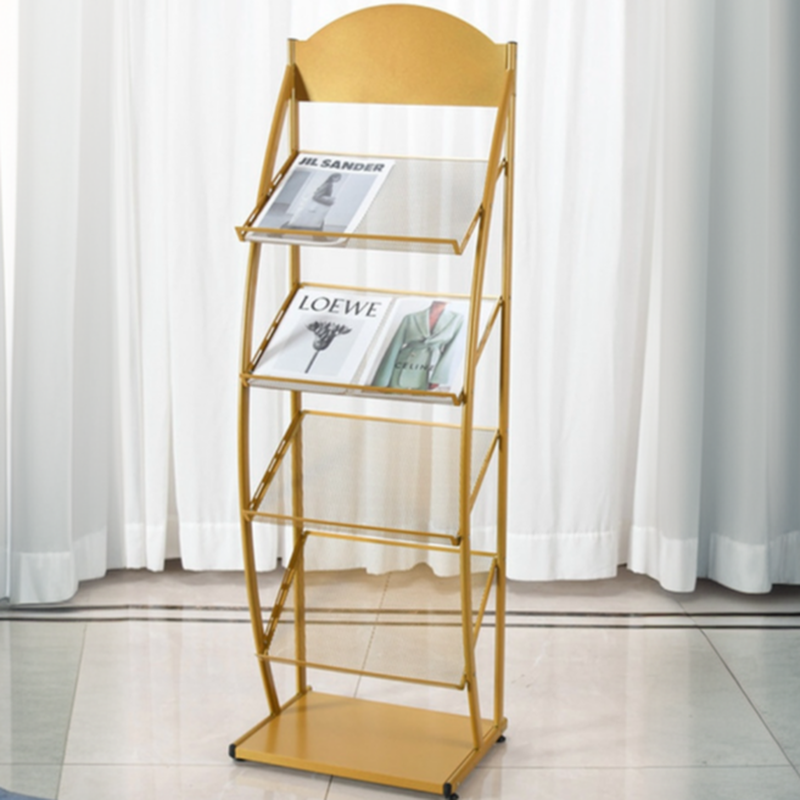 Modern Metal Magazine Organizer with 15 in & Above Length, 10 in & Above Height, Shelves, and Freestanding Design