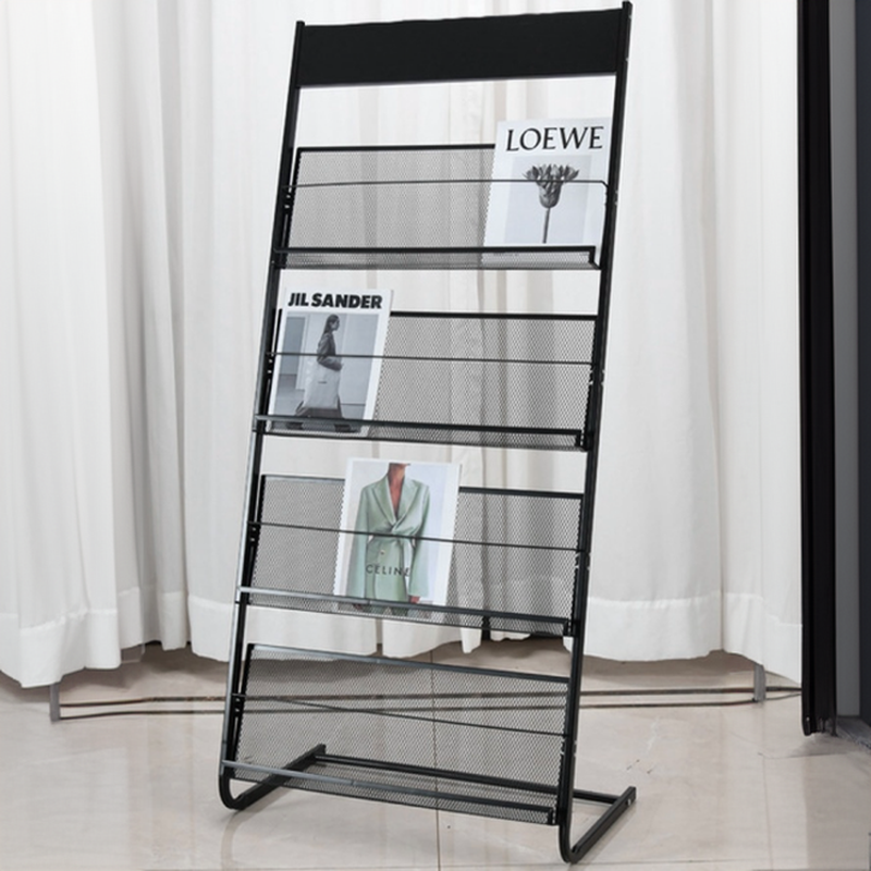 Modern Steel Magazine Organizer with Length of 15 in & Above, Height of 10 in & Above, Shelves Included, and Freestanding Design