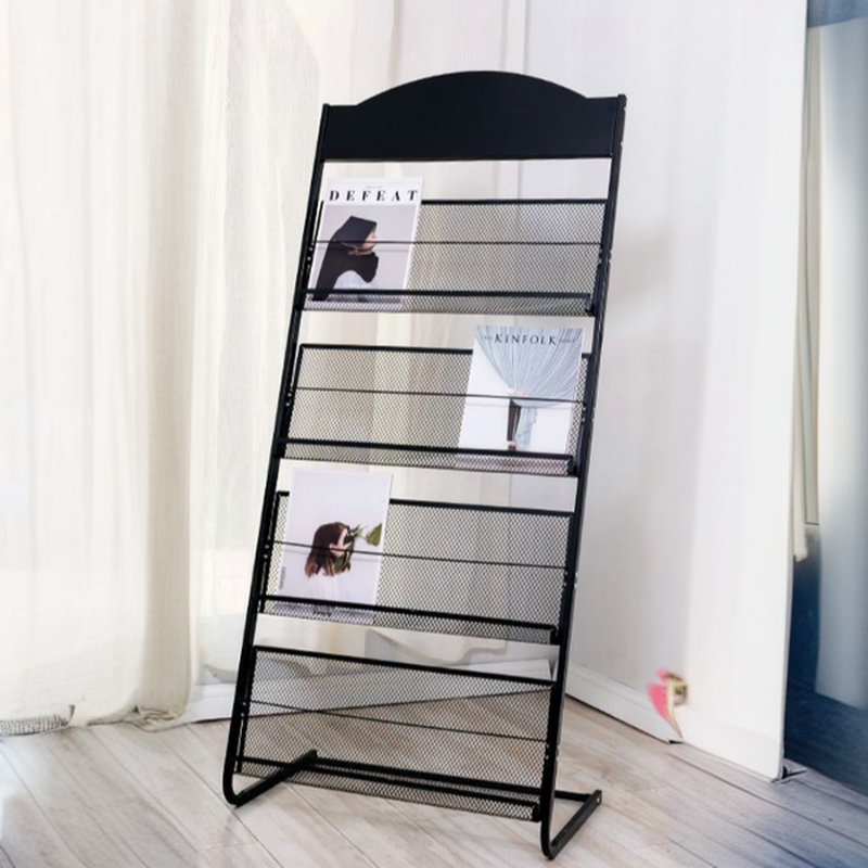 Modern Steel Magazine Organizer with Shelves, 15 in & Above/11 To 15 in Length, 10 in & Above Height, Freestanding