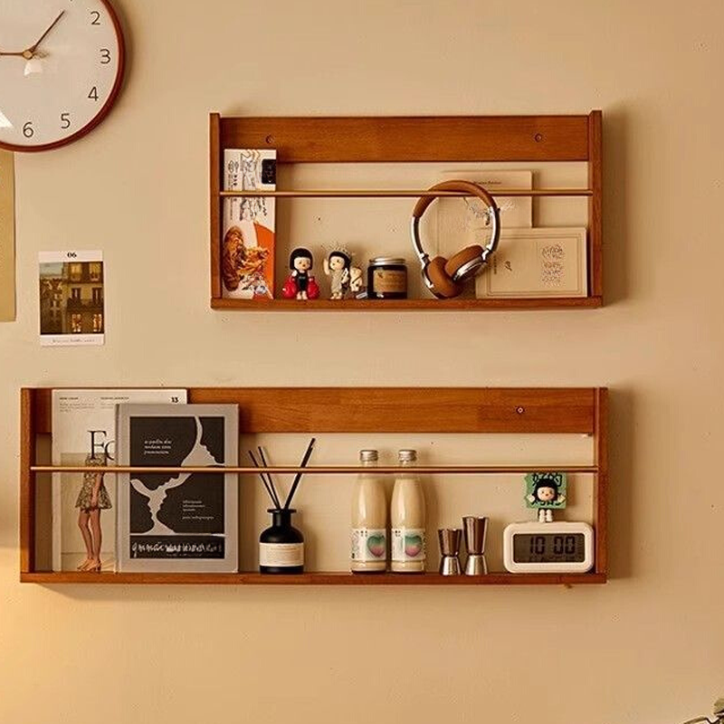 Modern Magazine Organizer in Solid Wood with 15 in & Above Length and 10 in & Above Height, Featuring Shelves and Wall-mounted Design