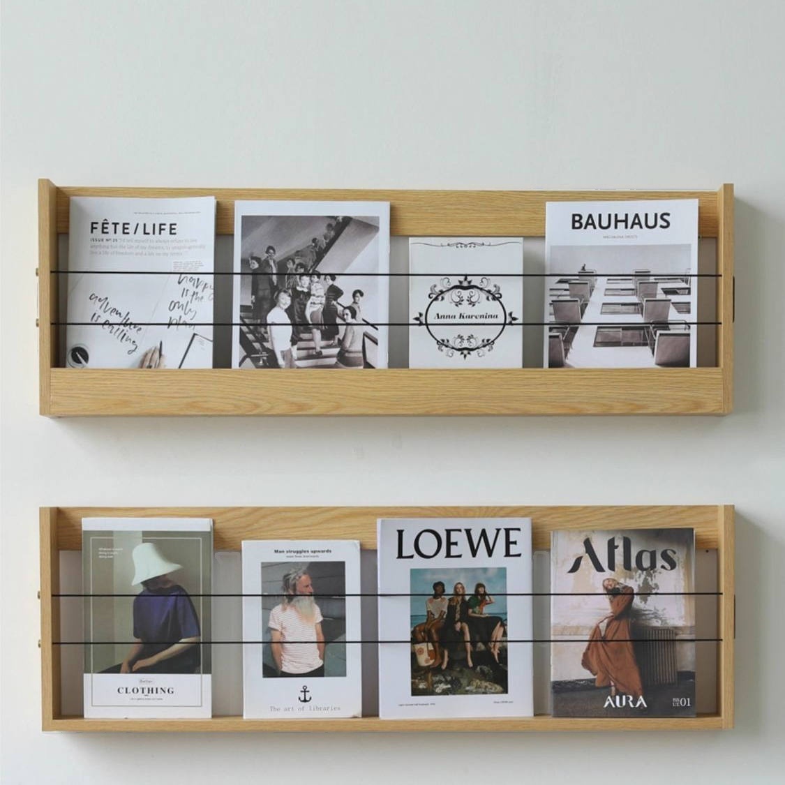 Modern Magazine Organizer in Manufactured Wood with 15 in & Above Length and 10 in & Above Height, Featuring Shelves and Wall-mounted Design