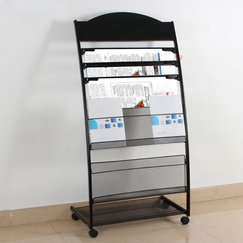 Modern Magazine Organizer in Steel with 15 in & Above Length and 10 in & Above Height, Featuring Shelves and Freestanding Design