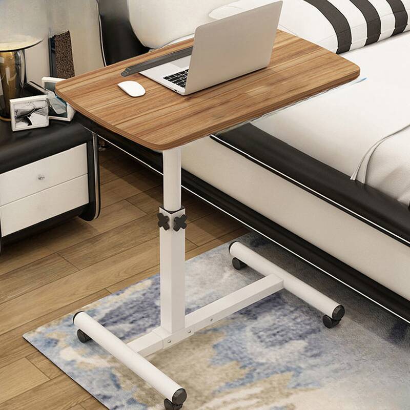 Casual Composite Wood Laptop Cart with Pop Up Foldable Design, Lifting Airlift, Swivel Wheels, and Tilt