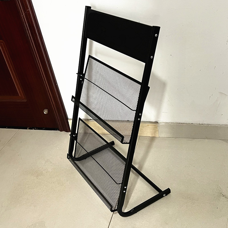 Modern Metal Magazine Organizer with Shelves, Freestanding Design, 15 in & Above Length, 10 in & Above Height