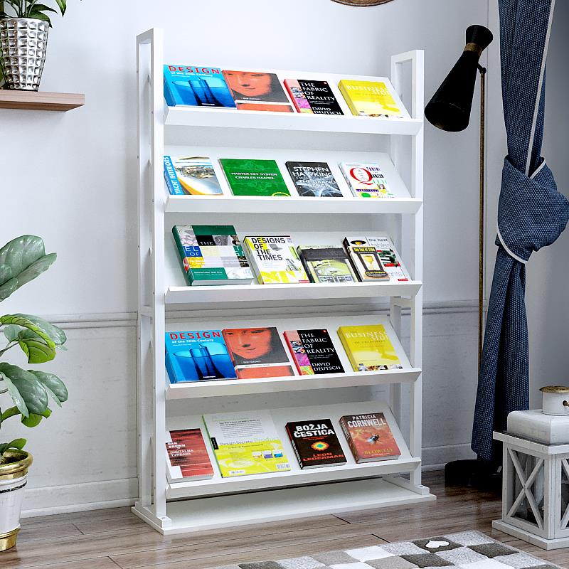 Modern Chalk Magazine Organizer with Steel Shelves, 15 in & Above Length, 10 in & Above Height, Freestanding