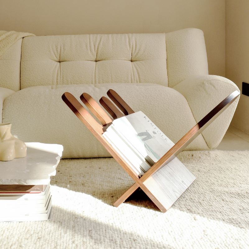 Modern Solid Wood Magazine Organizer with Shelves, 15 in & Above Length, 10 in & Above Height, Freestanding