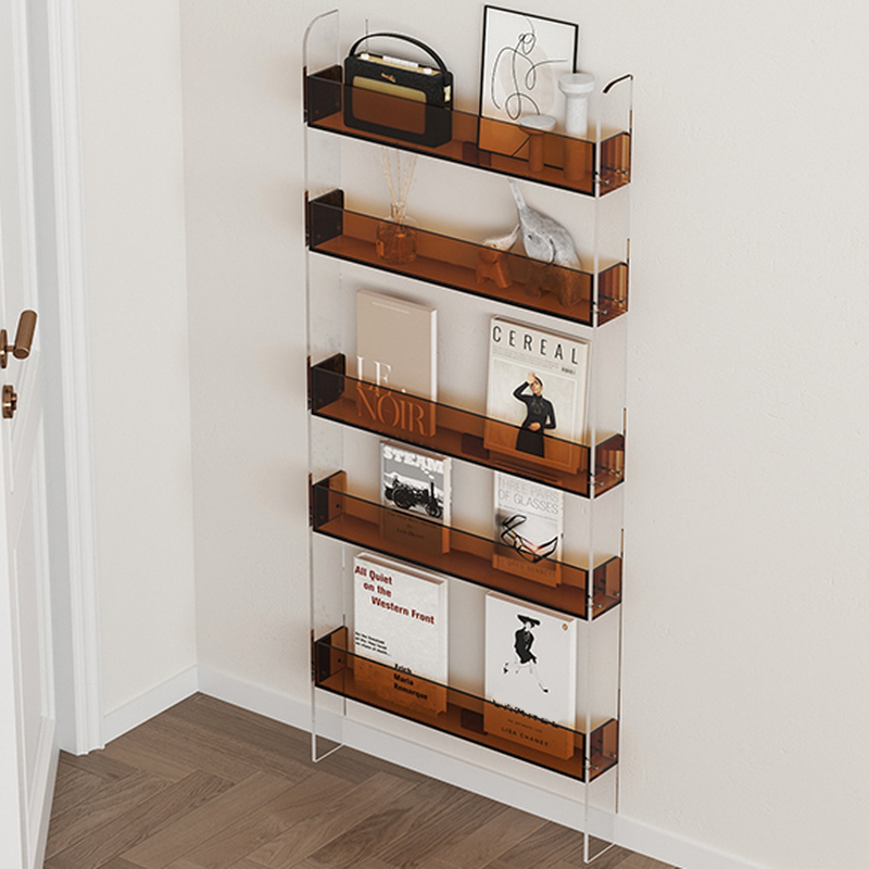 Modern Plastic & Acrylic Magazine Organizer with Shelves, Freestanding, 15 in & Above Length, 10 in & Above Height