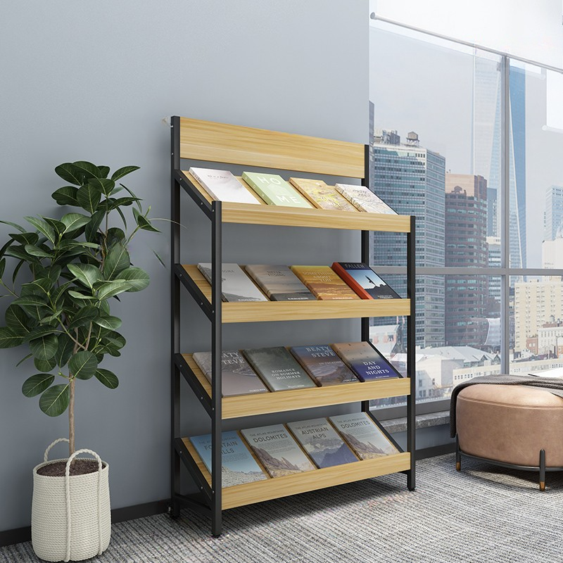 Modern Unfinished Colour Iron Magazine Organizer with Shelves, Freestanding Design, 15 in & Above Length, 10 in & Above Height