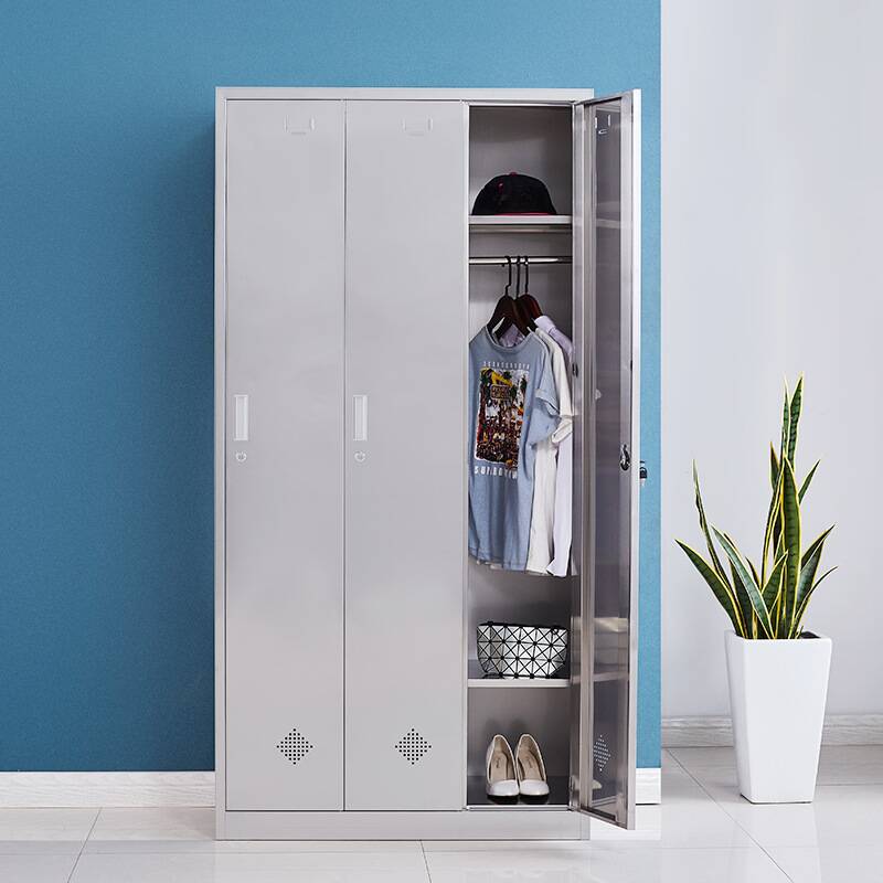 Metallic Stainless Steel 6-Tier Gym & Locker Room Lockers with 10 or More Compartments, 3-Wide, Lock and Locker Base