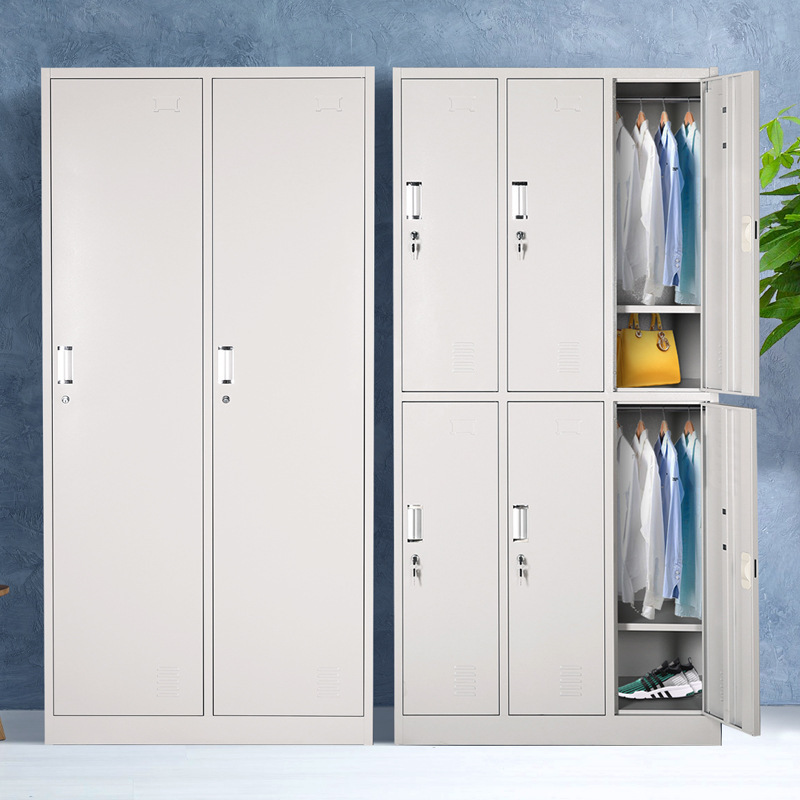 White Iron 6 or more Tier Gym & Locker Room Lockers with Ventilated Doors, 10 or More Compartments, 3-Wide, and Locker Base