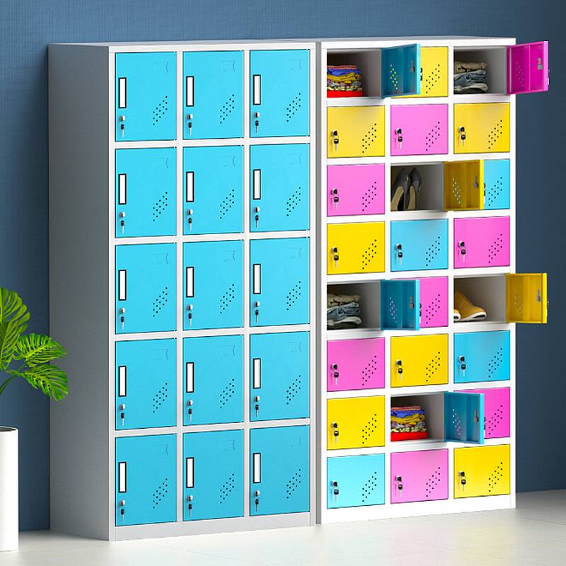 3-Wide Alloy Employee Lockers with Ventilated Doors & Shoe Storage, 6 or more/5-tier, Partial Assembly, Installation Required