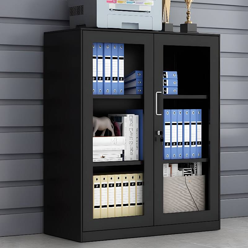 Casual Steel Office Storage Furniture with Moisture-proof Closet, Adjustable Shelving, and Locking Door in 1-Wide Design