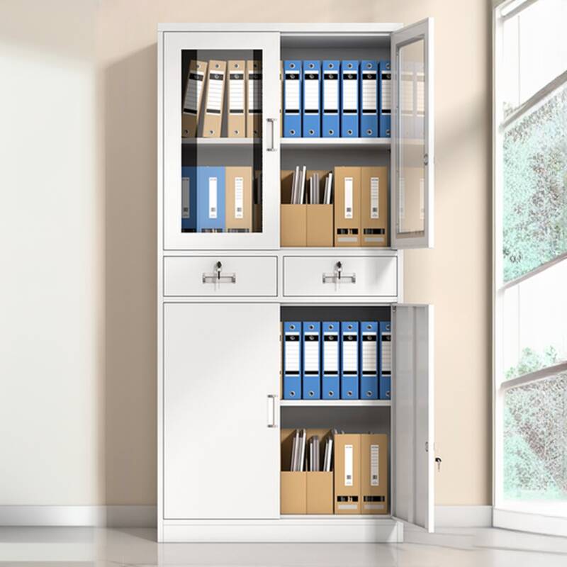White Steel Scratch Resistant Office Storage Furniture with Locker, Variable Shelf, Locking Door, and 1-Wide Compartments