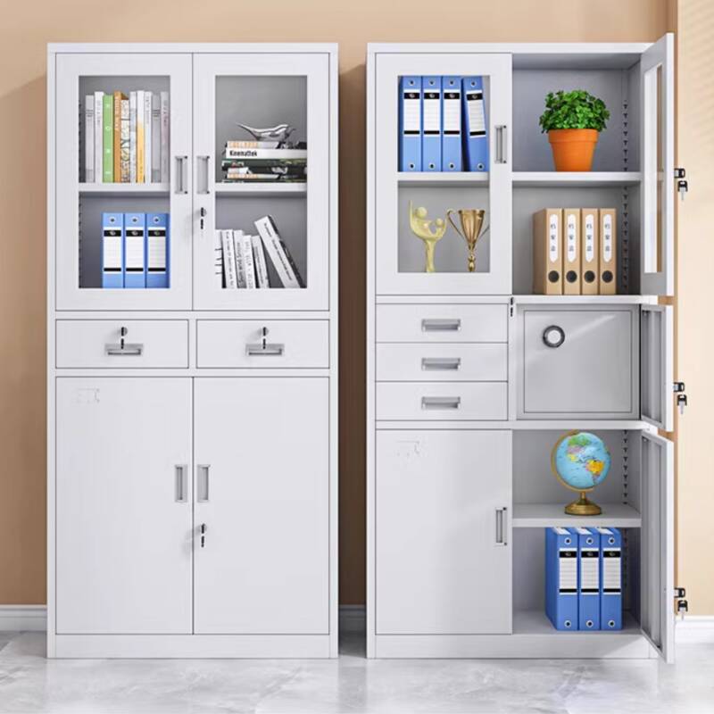 White Steel Office Storage Furniture with Scratch Resistant Locker, Variable Shelf, Locking Door, and 1-Wide Compartments