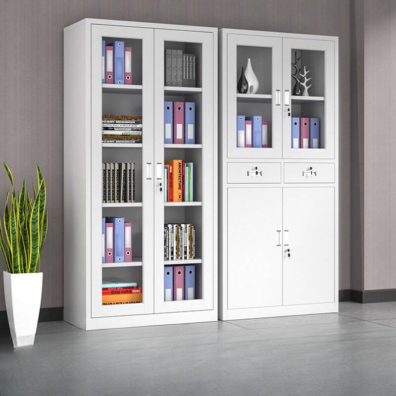 White Steel Moisture-proof Office Storage Furniture with Locker, Variable Shelf, Locking Door, and 1-Wide Compartments