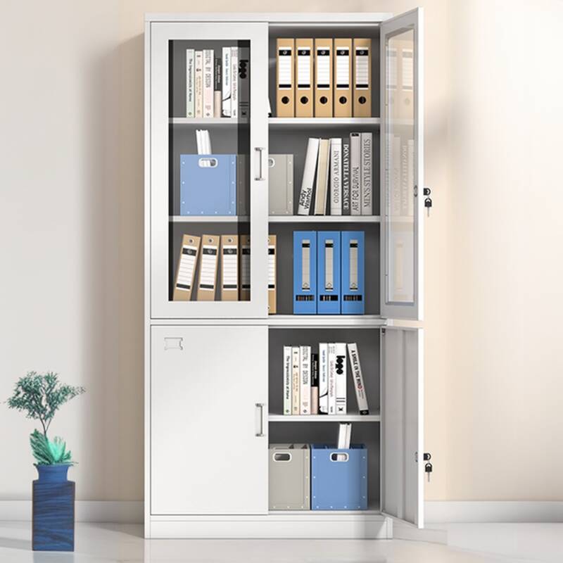 White Alloy Office Storage Furniture, Chip Resistant with Locker, Variable Shelf, Locking Door, and 1-Wide Compartment