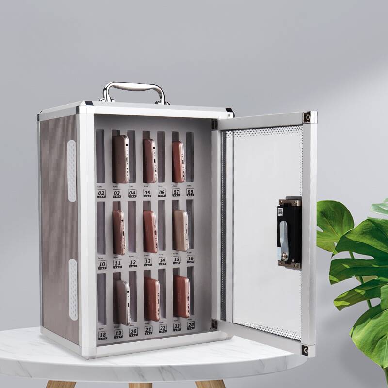 Metallic Alloy Cell Phone Lockers with Clear Doors, Personalization or Monogramming, Lock, Name&number Plate, and Locker Base