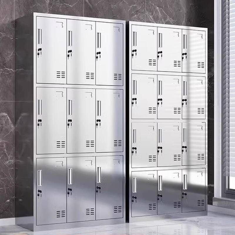 Metallic Stainless Steel 6 or more/4-tier Employee Lockers with Installation Required and Partial Assembly, Louvered Door, 4-Wide/3-Wide Compartments