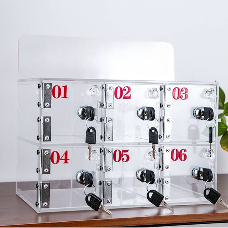 Clear Polymethyl Methacrylate 3-layer/2-layer Cell Phone Lockers with Clear Doors, 10 or More Compartments, 5-Wide or more/3-Wide/4-Wide, and Lock