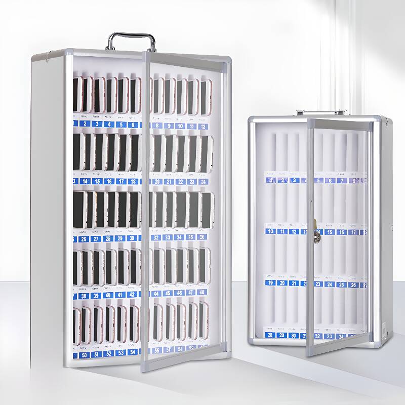 Metallic Aluminium Alloy Cell Phone Lockers with Key Locking, Clear Doors, and Name/Number Plate, Locker Base Included