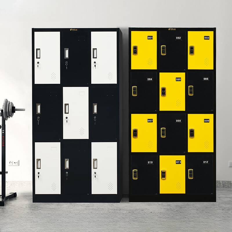 3-layer/2-layer Employee Lockers with Installation Required, Partial Assembly, Shoe Storage, 9 Compartments/6 Compartments, 3-Wide, and Locker Base