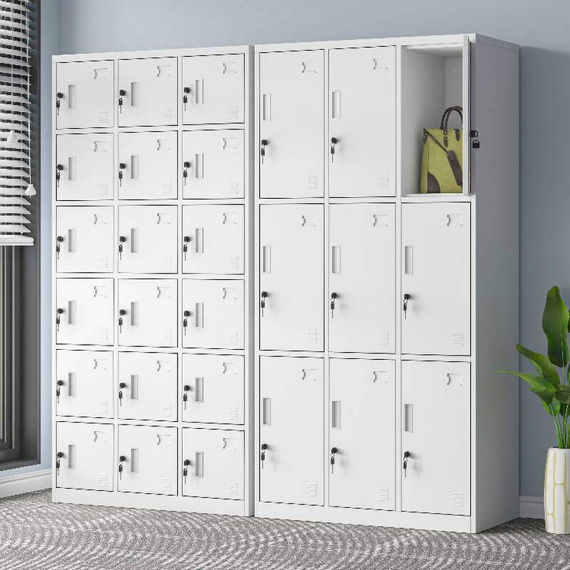 3-Wide/2-Wide/4-Wide White Alloy Employee Lockers 2-layer/6 or more/5-tier with Shoe Storage, Locker Base & 10 or More Compartments/Nine Compartments/Eight Compartments