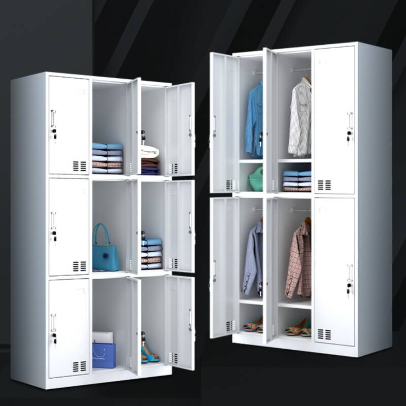 Chalk Steel Gym & Locker Room Lockers with 6 or More Tiers, 10 or More Compartments, 3-Wide Design, Lock, and Locker Base