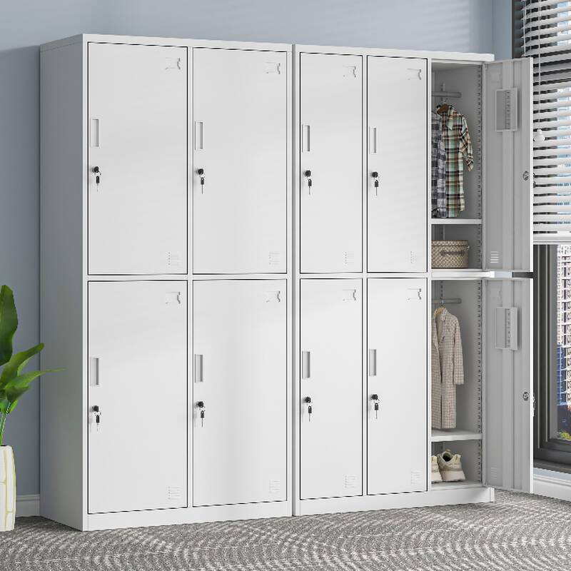 White 5 Tiers/4 Tiers/3-tier 3-Wide/2-Wide Employee Lockers with Lock, Name&number Plate, Locker Base & 10 or More Compartments/Nine Compartments/8 Compartments