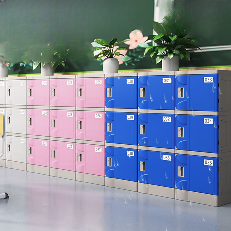Dove Grey/Chalk/Blush Polymer 3-tier/2-tier School Lockers with Installation Required, Full Assembly Needed, Nine Compartments/Six Compartments, 3-Wide