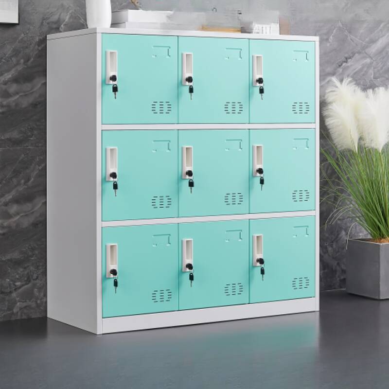 2-tier/4-tier/3-tier Employee Lockers with Installation Required and Partial Assembly, Ventilated Doors, 10 or More Compartments/Nine Compartments/Six Compartments, 3-Wide/2-Wide, Locker Base Included