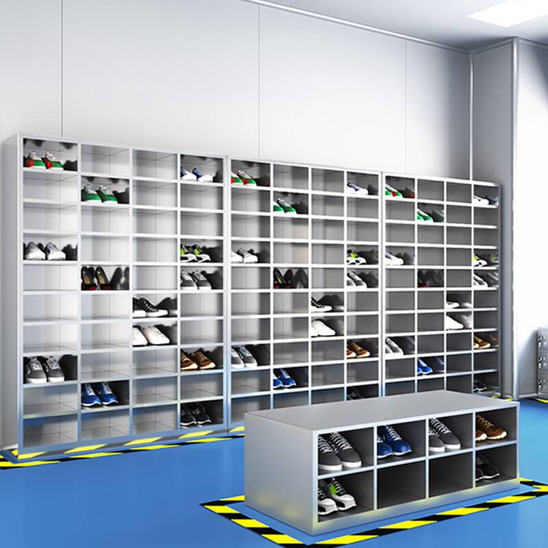Metallic Stainless Steel 6 or more Tier Employee Lockers with Shoe Storage, 10 or More Compartments, 3-Wide/4-Wide/5-Wide or more