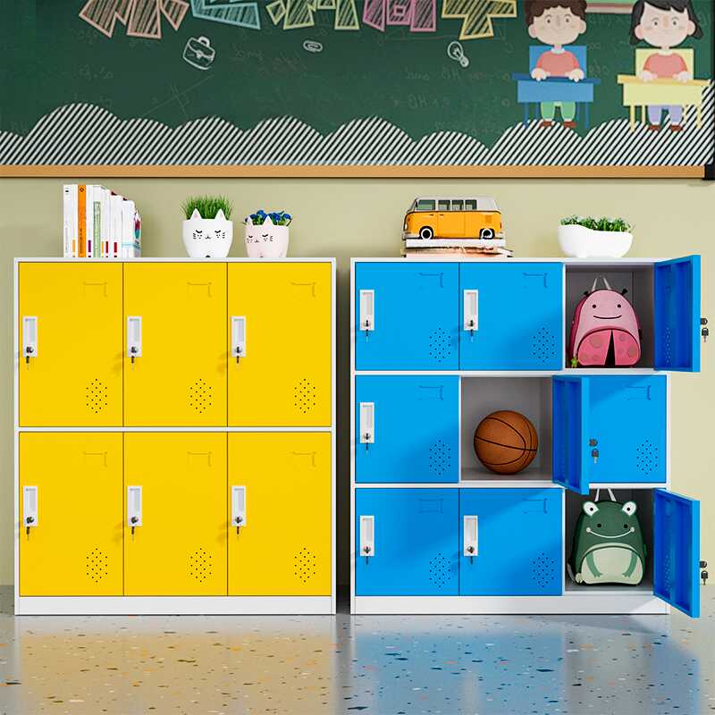 2-layer/3-layer/4-layer School Lockers with Installation Required, Partial Assembly, 9/10 or More/6 Compartments, 3-Wide/2-Wide, Lock, and Locker Base