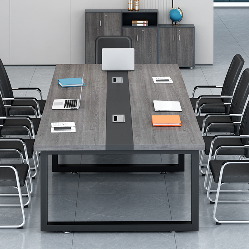 Dove Grey Modern Simple Style Meeting Table with Wear Resistant Rectangle Top for Seats 12+ in Engineered Wood