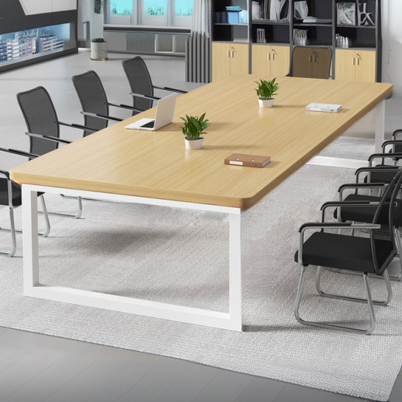 Natural Finish Modern Simple Style Meeting Table with Wear Resistant Rectangle Top for Seats 12+/6-person Seat/Seats 8 in Engineered Wood