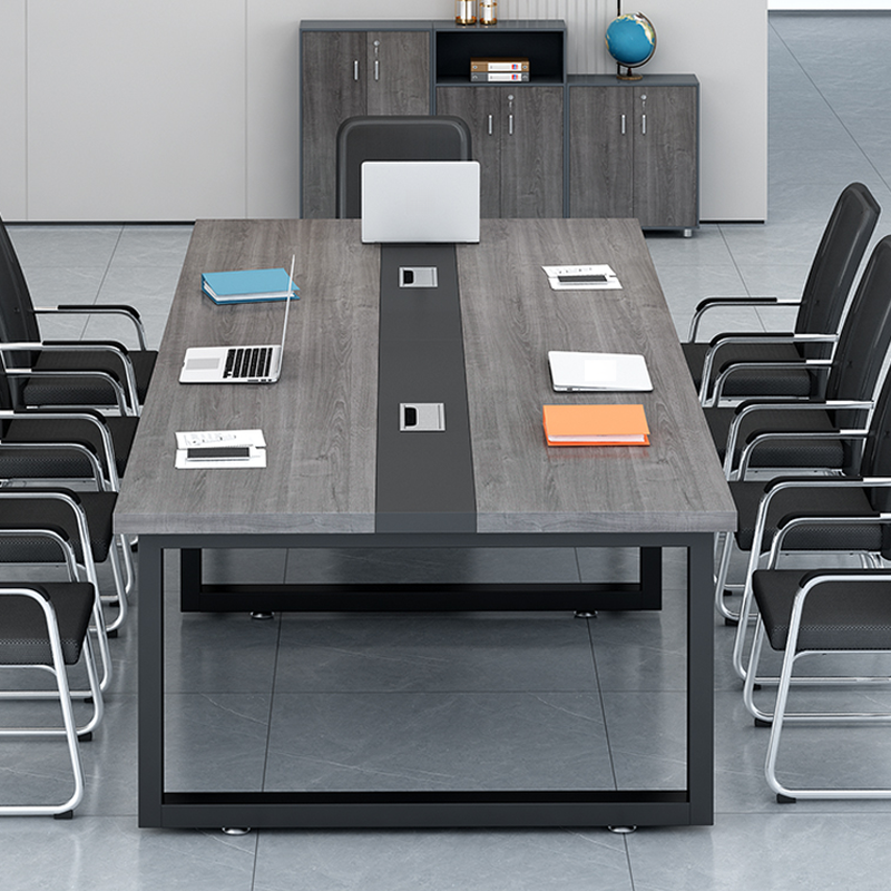 Dove Grey Modern Simple Style Meeting Table with Waterproof Rectangle Top for 6-person Seat/Seating for 12/Seating for 10 in Engineered Wood