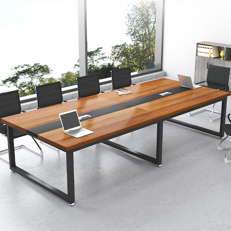 Light Natural Brown Modern Simple Style Meeting Table with Scratch Resistant Rectangle Top for Seating 12/Seats 8/Seating for 10 in Engineered Wood