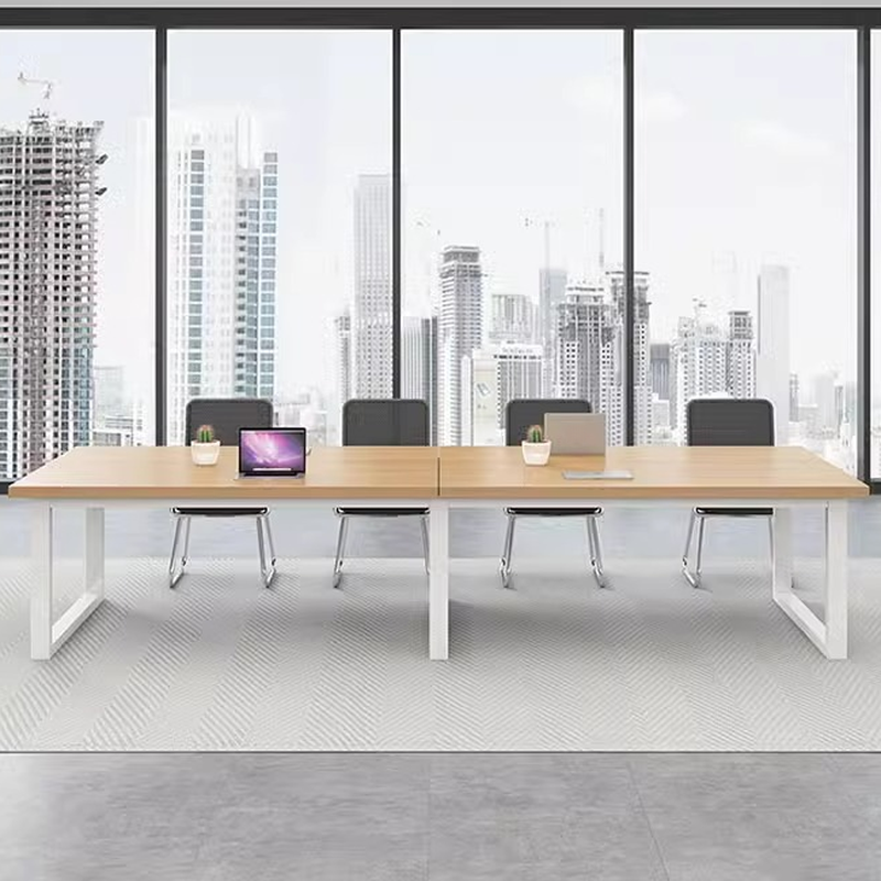 Natural Finish Modern Simple Style Meeting Table with Scratch Resistant Rectangle Top for Seating 12/Seats 8/6-person Seat in Engineered Wood