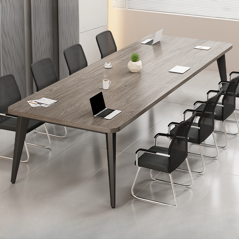 Dove Grey Modern Simple Style Meeting Table with Scratch Resistant Rectangle Top for Seating 12+ in Engineered Wood