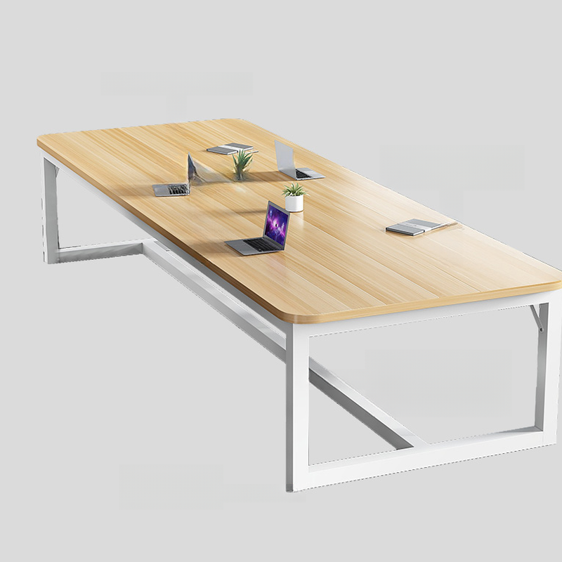 Natural Finish Modern Simple Style Meeting Table with Scratch Resistant Rectangle Top for 6-person Seat/Seats 8/Seating for 10 in Engineered Wood