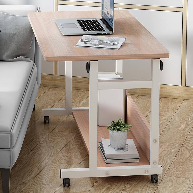 Modish Composite Wood Computer Cart with Roller Wheels, Shelves