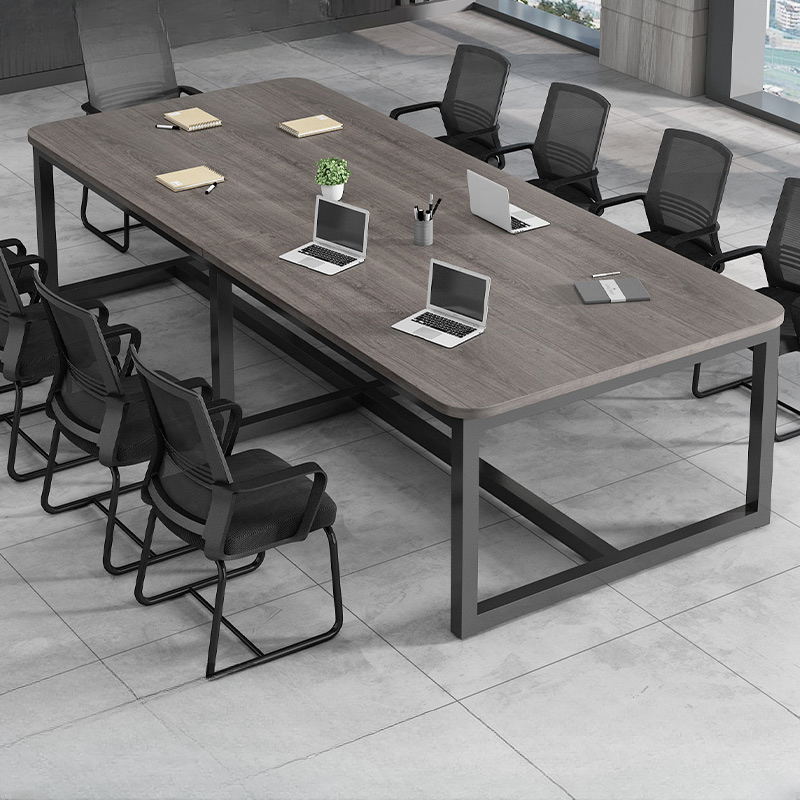 Dove Grey Simple Office Conference Table with Waterproof Rectangular Top for Seats 12+ in Manufactured Wood