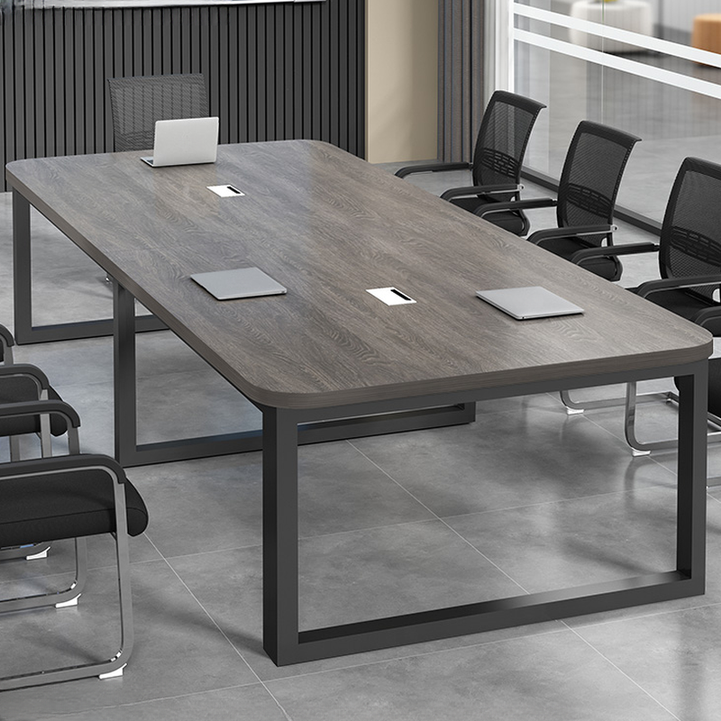 Dove Grey Simple Office Conference Table, Rectangular Shape, Seats 12+, Manufactured Wood Tabletop
