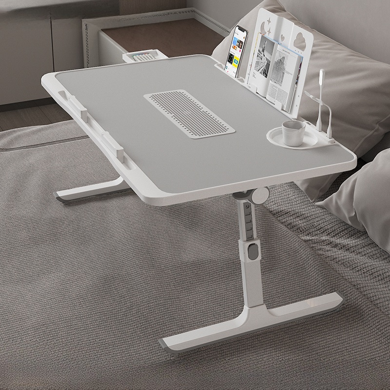 Casual Composite Wood Notebook Holder with Adaptable Height, Compartment, Tilt, and 1 Outlet