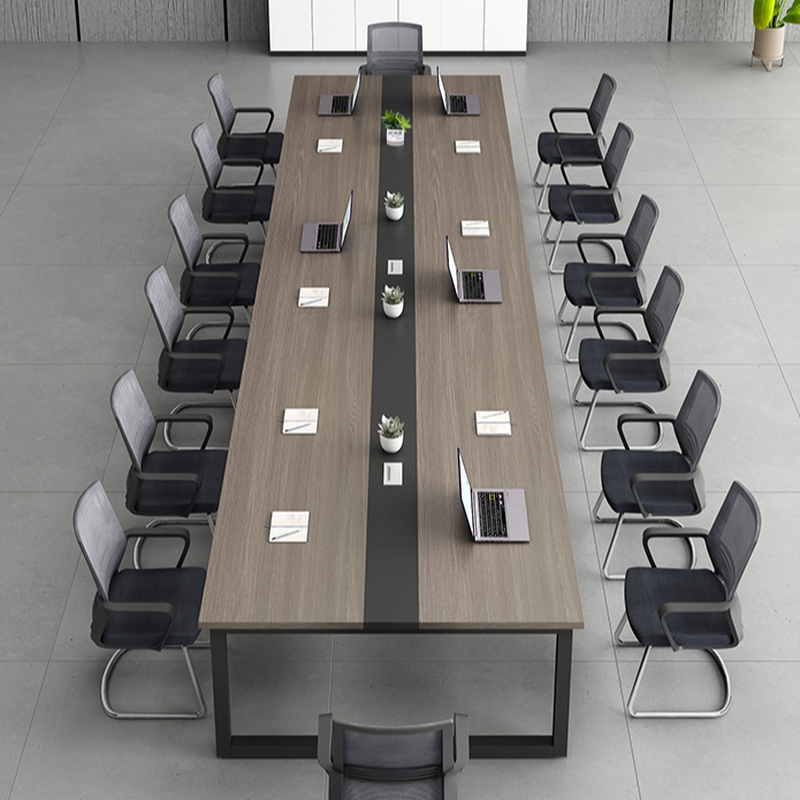 Walnut Simple Office Conference Table, Wear Resistant with Rectangular Top, Seats 12+ in Manufactured Wood