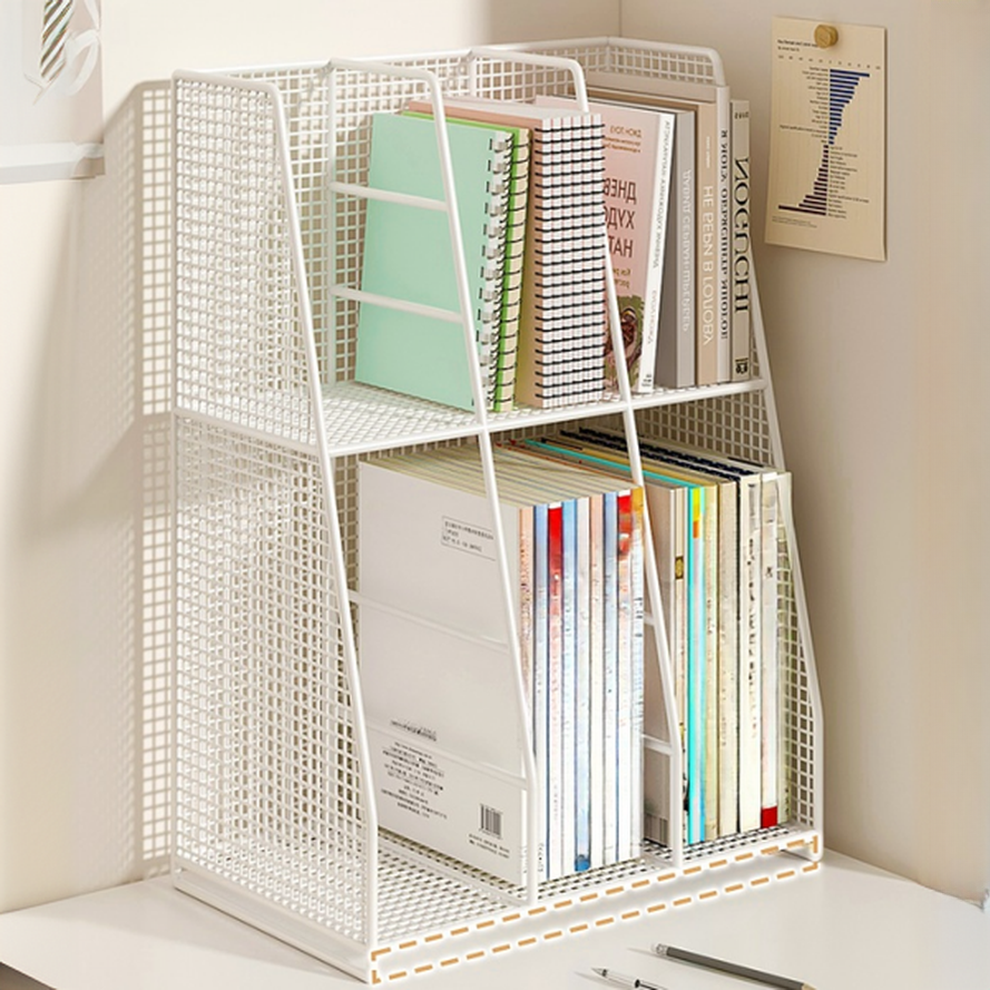 Modern/Lavish Metal Magazine Rack with 11 To 15 in Length, 10 in & Above Height, Shelves, and Divider