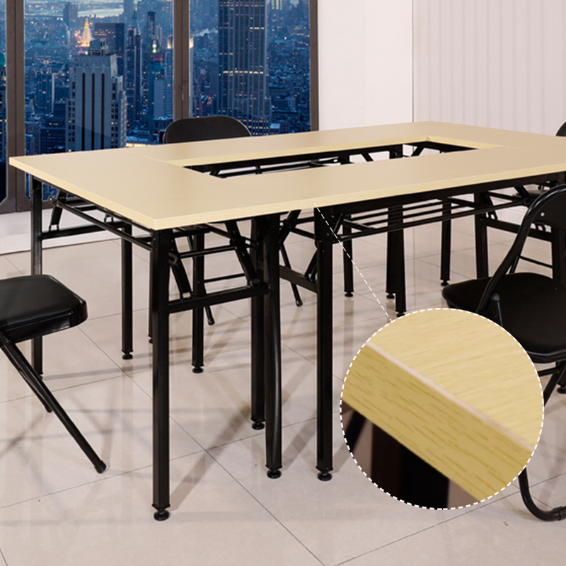 Natural Finish Simple Office Conference Table with Waterproof Rectangular Top for 6-person Seat in Manufactured Wood